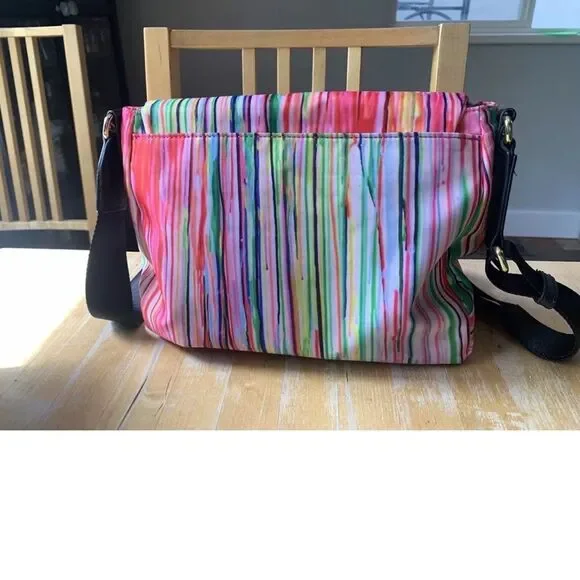 Karl Lagerfeld Paris Crossbody Bag Multi-Color Rainbow Stripes Neon NWOT - Picture 6 of 8